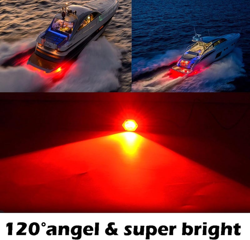 JXOFROAD 2PCS IP68 Underwater Standard 1/2" NPT Boat Drain Plug Lights with RF& APP Control for Fishing Driving Swimming, Anti-Corrosion &Smart Cooling System Marine Boat Light, 4100LM,40W (Red) - Image 2